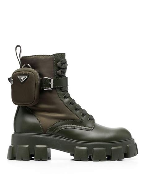 prada boots green leather cover